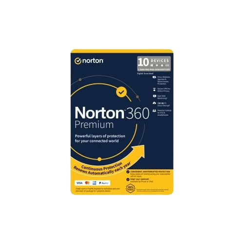 Norton 360 Premium - 1 User, 10 Devices, 12-Month Subscription