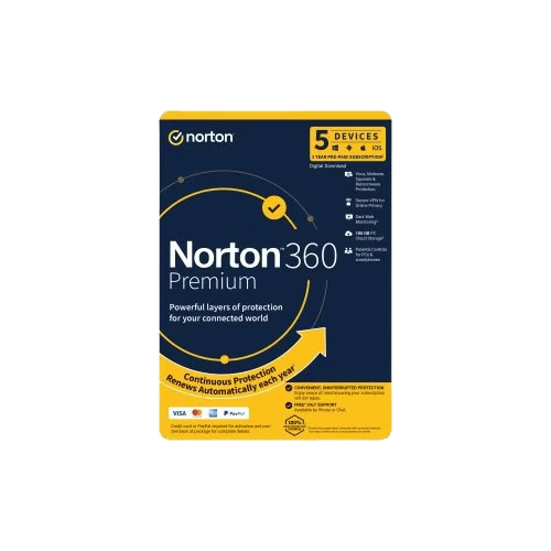 Norton 360 Premium - 1 User, 5 Devices, 12-Month Subscription