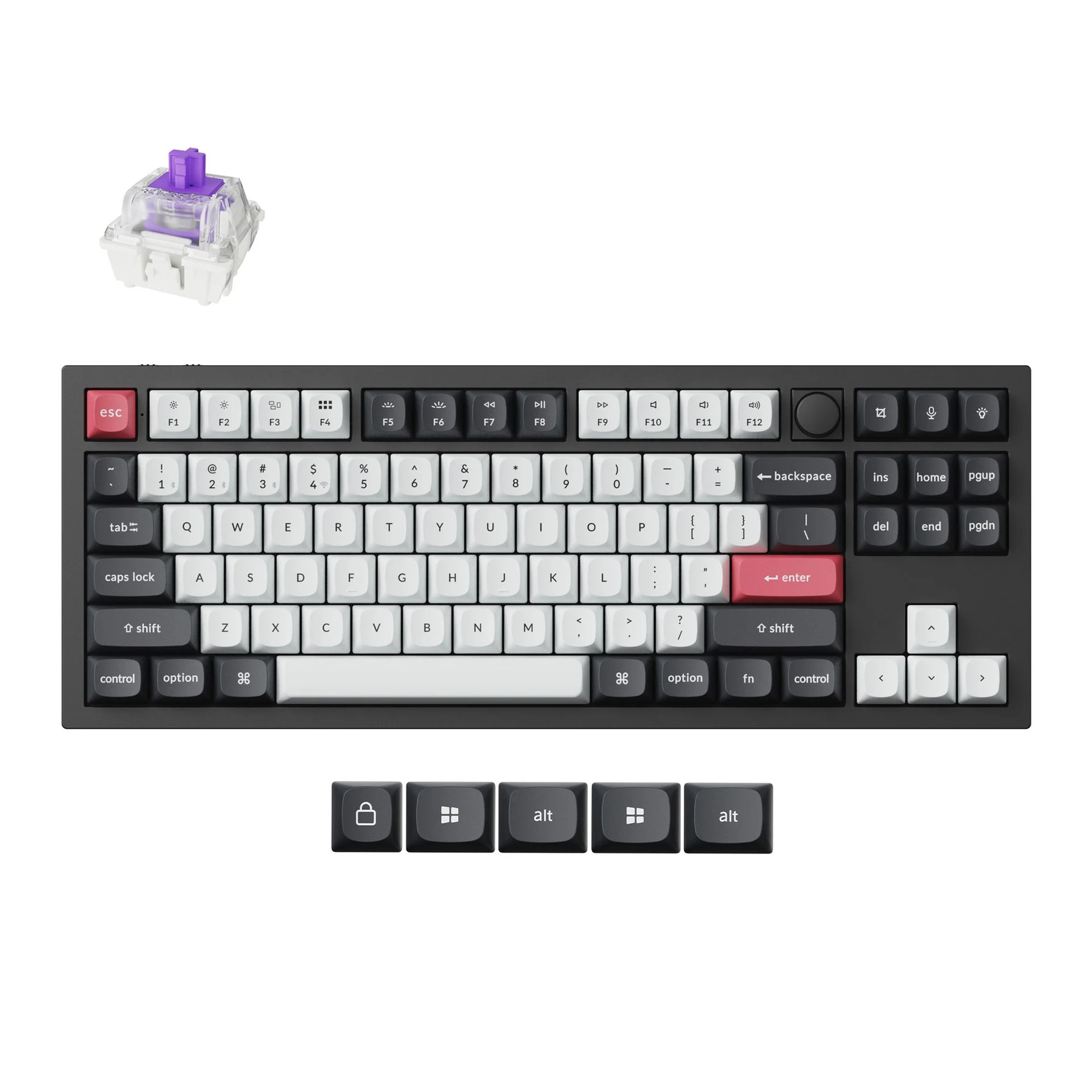 Keychron Q3 HE 80% TKL CARBON BLACK PURPLE Switch