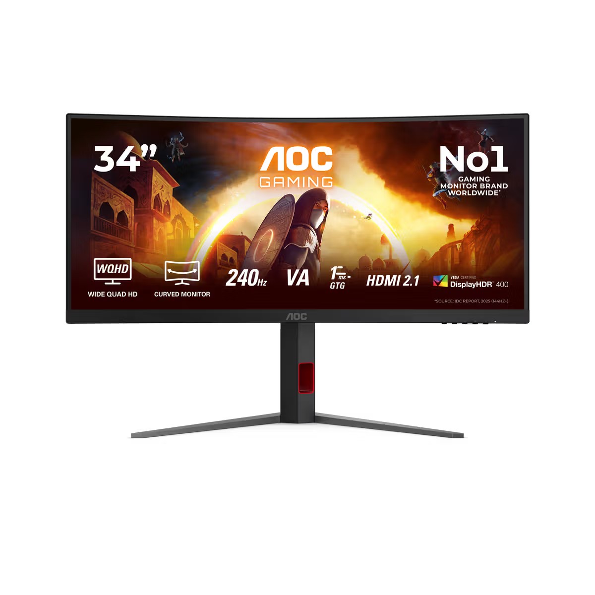 AOC MONITOR 34″ CU34G4Z FAST VA CURVED 1500R WQHD A-SYNC 240HZ 0.3MS HDR10 HDMI 2.1 X 2 DP 1.4 HAJ SWIVEL VESA