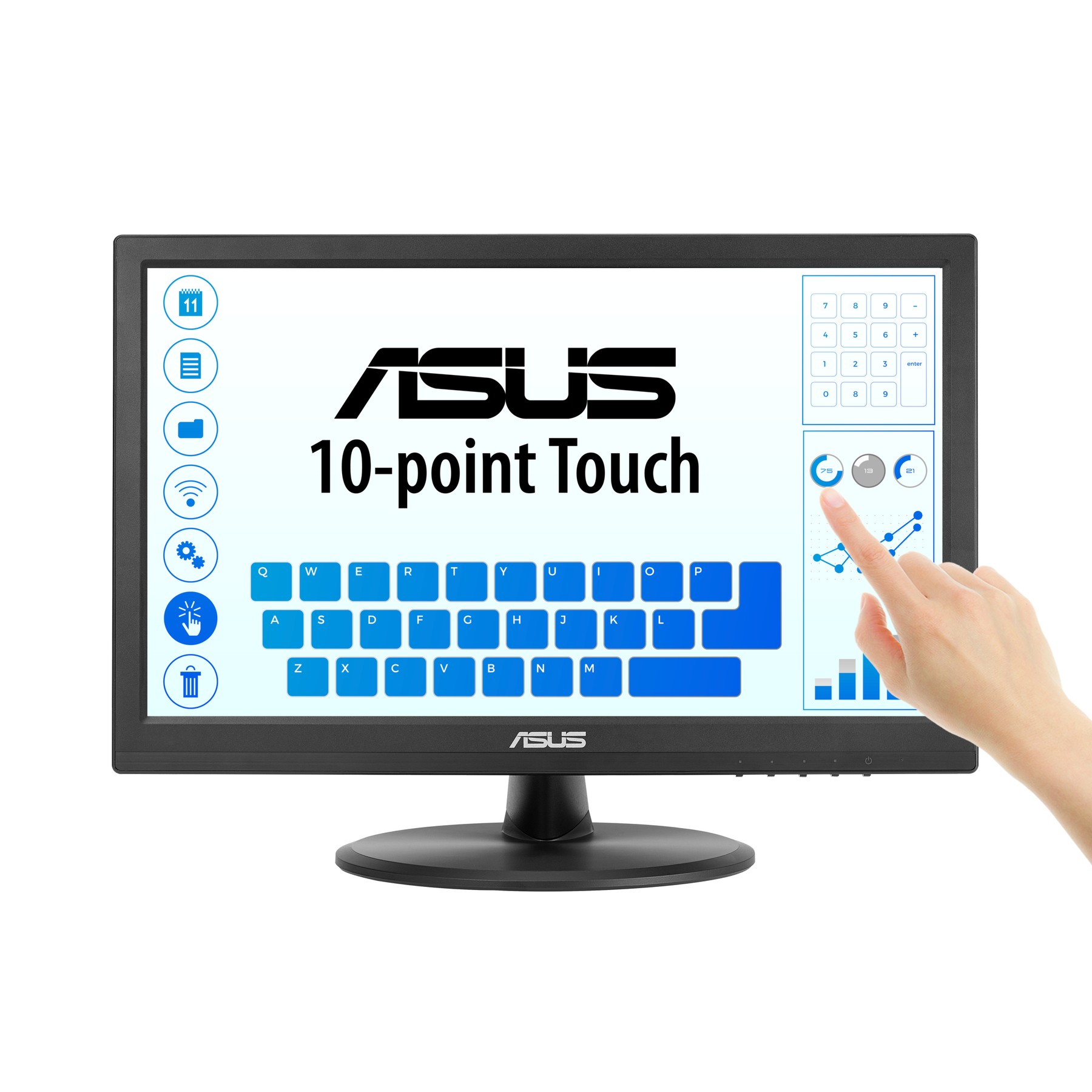 ASUS VT169HE Touch Monitor – 16″, FHD (1920×1080), 10-point Touch, IPS, Wide Viewing Angle, HDMI, Windows 11 compliance