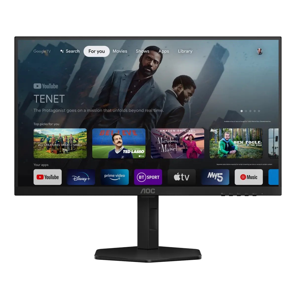 AOC SMART MONITOR 27″ Q27G4XY FAST VA QHD 2K ADAPTIVE SYNC 144HZ GAMING GOOGLE TV OS DOLBY AUDIO
