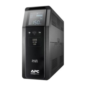 APC Back-UPS Pro, 1600VA/960W, Tower, 230V, 8x IEC C13 outlets, Sine Wave, AVR, USB Type A + C ports, LCD, User Replaceable Battery