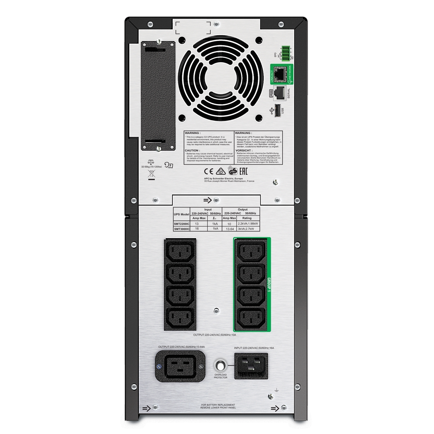 APC Smart-UPS, Line Interactive, 3kVA, Tower, 230V, 8x IEC C13+2x IEC C19 outlets, SmartConnect Port+SmartSlot, AVR, LCD