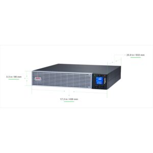 APC Easy UPS On-Line, 3kVA, Lithium-ion, Rack/Tower 2U, 230V, 6 IEC C13 + 1 IEC C19 outlets, Intelligent Card Slot, W/ rail kit