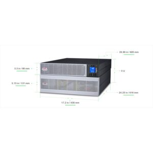 APC Easy UPS On-Line, 6kVA/6kW, Lithium-ion, Rack/Tower 5U, 230V, 1 Hard wire (1P+N+E) outlet, Intelligent Card Slot, Extended runtime, W/ rail kit