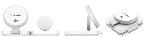 Verbatim 3-in-1 Qi2 Wireless Charger (WCDQi201) Charge Phone, Watch and Earbud (Max 22.5W)