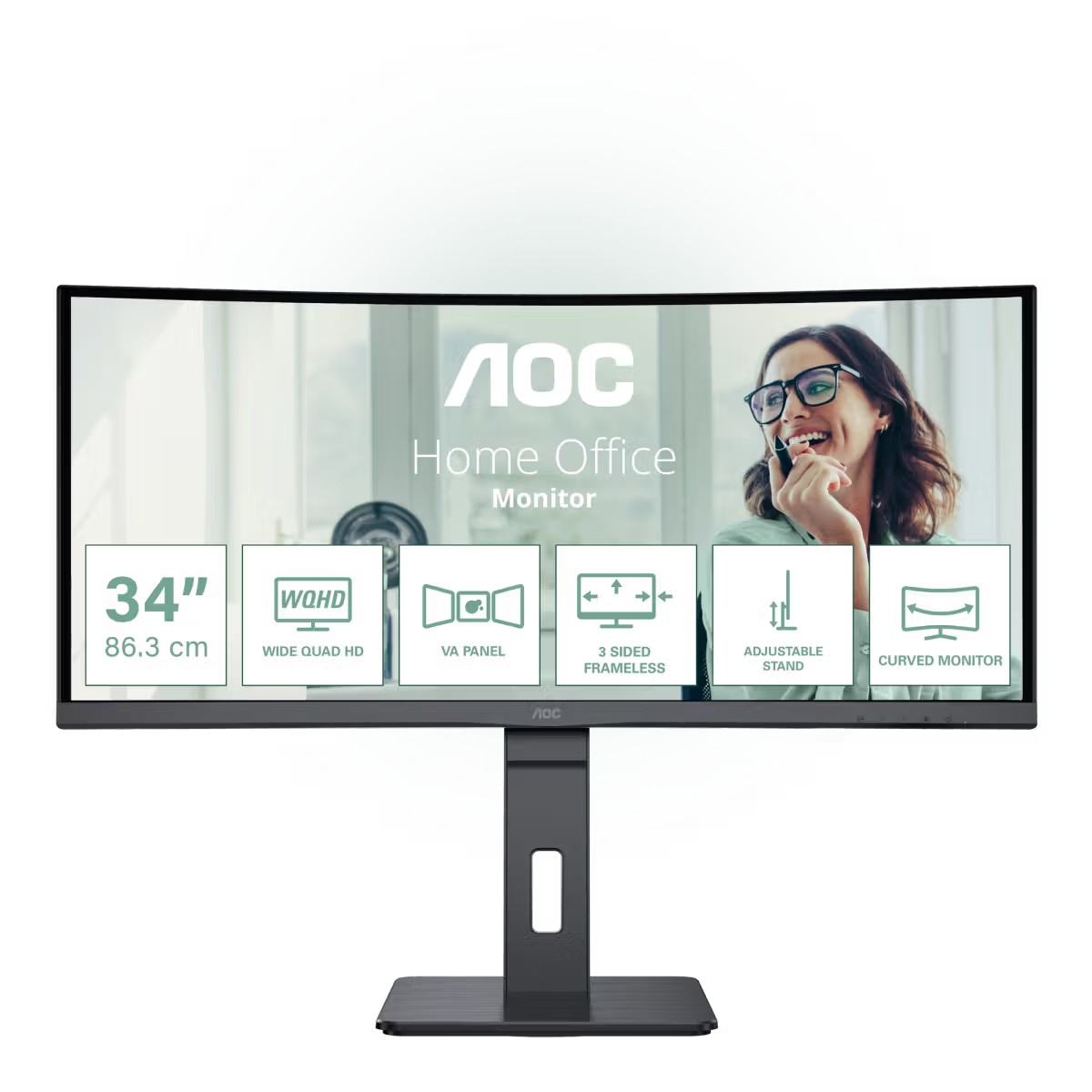 AOC MONITOR 34″ CU34P3CV CURVED WQHD 100HZ HDMI 1.4 DP 1.4 USB-C 65W RJ45 HAS PIVOT VESA