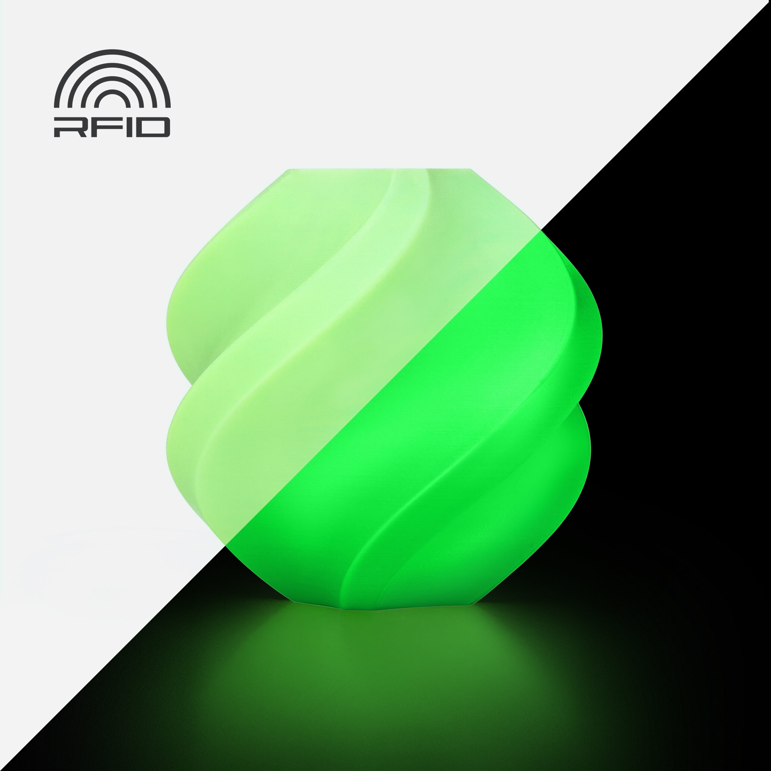 Bambu PLA Glow Filament – Glow Green-with Bambu Reusable Spool