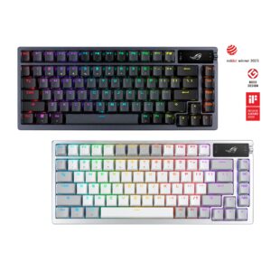 ASUS ROG AZOTH 75% Wireless Gaming Custom Keyboard – Black – ROG NX Snow Switch