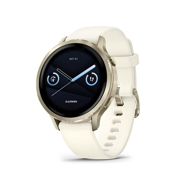 Garmin Venu 4 Series – Lunar Gold w/ Bone Silicone band, 41mm