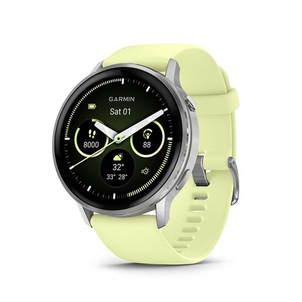 Garmin Venu 4 Series – Silver w/ Citron Silicone band, 41mm